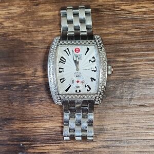 Silver Diamond Watch with Date Display